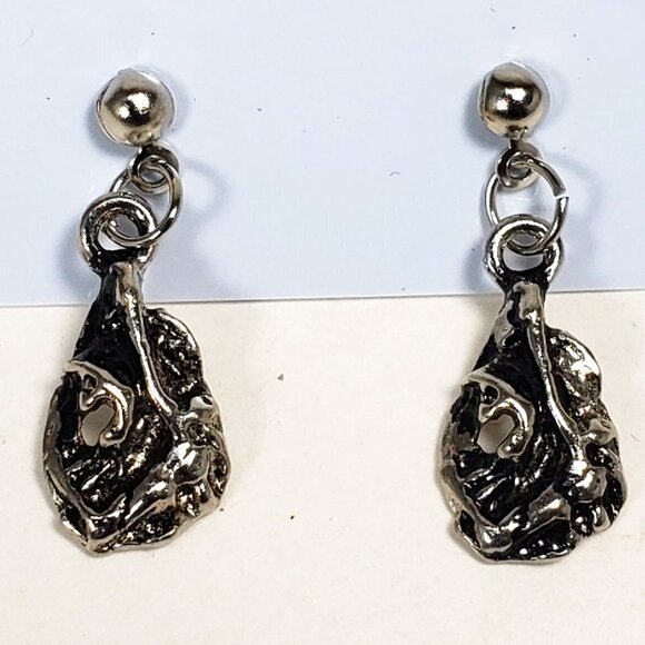 Women's Stunning Polished Silver tone & Black Drop Dangle Earrings, 1-inch - Picture 1 of 8
